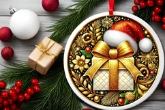 Round Christmas Ornament Sublimation|Clipart Product Image 1