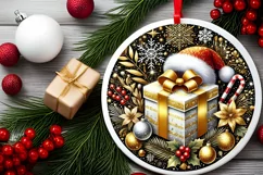 Round Christmas Ornament Sublimation|Clipart Product Image 1