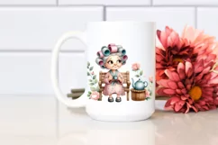 Old Lady Tea Cup Hair Curlers Watercolor | Sublimation | Product Image 2