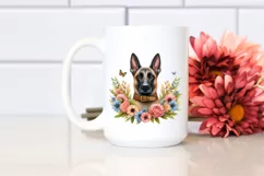 Watercolor Malinois Floral Frame, Caricature Big Eyes Product Image 2