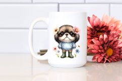 Sublimation Clipart of Baby Japanese Chin with Flowers Product Image 2