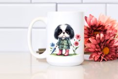 Sublimation Clipart of Baby Japanese Chin with Flowers Product Image 2
