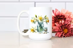 Watercolor Jar with Daffodil | Sublimation | Clipart Product Image 2