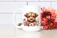 Cute Highland Cow with Flower Wreath, Transparent PNG Product Image 2