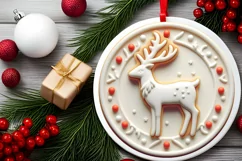 Round Christmas Ornament Sublimation|Clipart Product Image 1