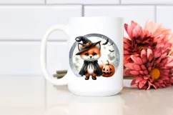 Cute Baby Fox on Moon Halloween PNG Product Image 2