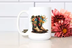 Colorful Cowboy Boots Soil Flowers Clipart Product Image 2