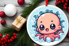 Round Christmas Ornament Sublimation|Clipart Product Image 2