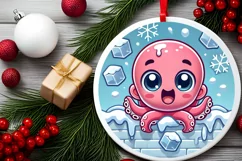 Round Christmas Ornament Sublimation|Clipart Product Image 1