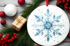Snow Flake Christmas Round Cute Ornament Sublimation Product Image 1