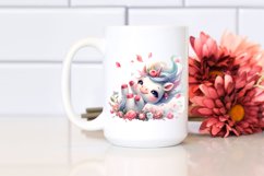 Cute Baby Unicorn Tumbling with Spring Petals | Sublimation Product Image 2