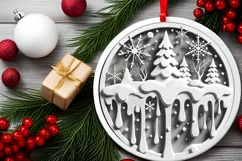 Round Christmas Ornament Sublimation|Clipart Product Image 2