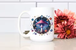 Watercolor Celestial Mushroom with Tarot Theme PNG Product Image 3