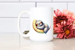 Colorful Cute Baby Sloth Rainbow Clipart Product Image 2