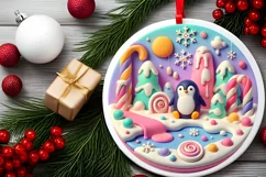 Round Christmas Ornament Sublimation|Clipart Product Image 1