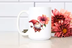 Floating Gnome Hibiscus Watercolor Clipart Product Image 2