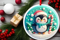 Round Christmas Ornament Sublimation|Clipart Product Image 2
