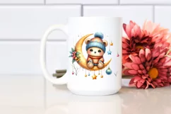 Cute Baby Bear Sitting on Moon PNG Product Image 2