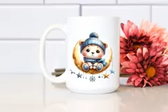 Cute Baby Bear Sitting on Moon PNG Product Image 2