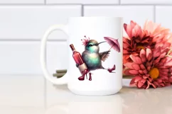 Funny Hummingbird Sitting Holding Wine Diva Look Product Image 2