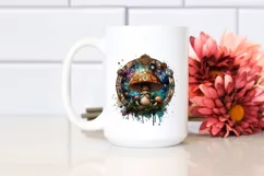 Wooden Stained Mystical Celestial Mushroom Watercolor Product Image 2