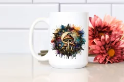 Wooden Stained Mystical Celestial Mushroom Watercolor Product Image 2