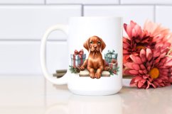 Watercolor Vizsla with Christmass Gifts PNG Product Image 2