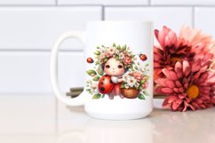 Detailed Watercolor Boho Ladybug with Jasmine Bouquet Product Image 2