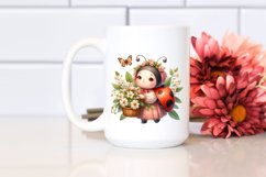 Detailed Watercolor Boho Ladybug with Jasmine Bouquet Product Image 2