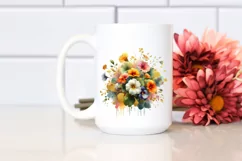 Colorful Nasturtium Bouquet Abstract Clipart Product Image 2