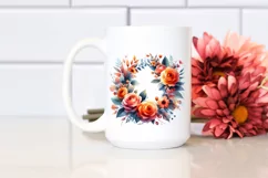 Vibrant Wreath with Orange Roses | Sublimation Clipart Product Image 2