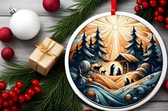 Round Christmas Ornament Sublimation|Clipart Product Image 1