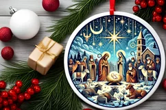 Round Christmas Ornament Sublimation|Clipart Product Image 2