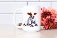 Baby Cow in Martial Artist's Gi, Colorful PNG Product Image 2