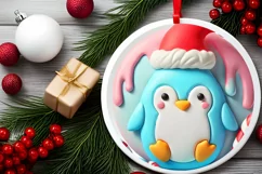 Round Christmas Ornament Sublimation|Clipart Product Image 1