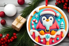 Round Christmas Ornament Sublimation|Clipart Product Image 1