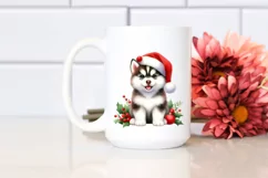 Siberian Husky with Santa Hat, High-Res PNG Product Image 2
