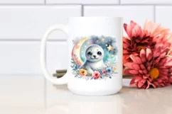 Colorful Ringed Seal Baby Moon | Sublimation | Clipart Product Image 2