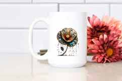 Abstract Wooden Stained Poppy Sublimation Clipart Product Image 2