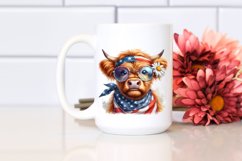 Shy Highland Cow Portrait Wearing Bandana and Fancy es with Product Image 2