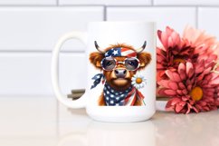 Shy Highland Cow Portrait Wearing Bandana and Fancy es with Product Image 2