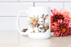 Cute Baby Rabbit with Flowers |Watercolor Whimsical Product Image 2