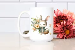 Cute Baby Rabbit with Flowers |Watercolor Whimsical Product Image 2