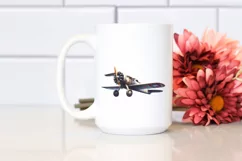Watercolor Vintage Dirty Biplane | Sublimation Clipart Product Image 2