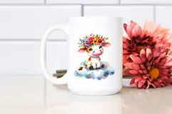 Baby Cow with Flower Crown PNG Product Image 2