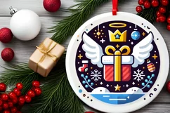 Round Christmas Ornament Sublimation|Clipart Product Image 1