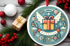 Round Christmas Ornament Sublimation|Clipart Product Image 1