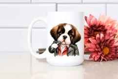 Big Eyes Baby Saint Bernard Pop Singer Sublimation Clipart Product Image 2