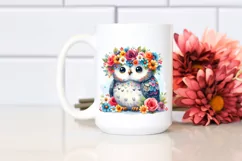 Owl Vibrant Flower Crown Cartoon-Style Product Image 2