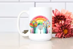 Colorful Rainbow Trees Watercolor | Sublimation Clipart Product Image 2